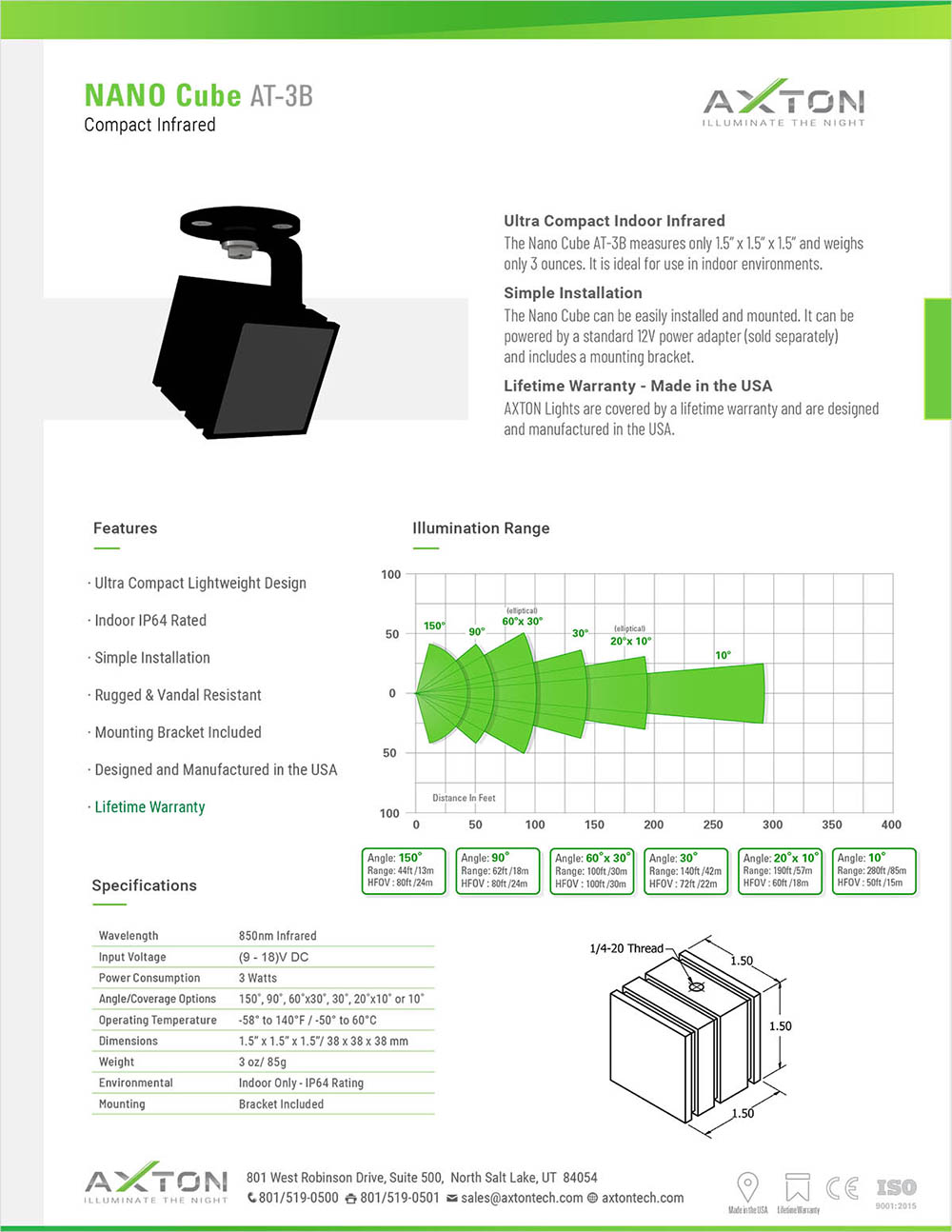 NANO_Cube_AT-3B Compact, IR Illuminator, Datasheet